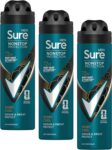 Sure Men Sport Cool Nonstop Protection Anti-perspirant Deodorant Aerosol MotionSense technology anti-perspirant deodorant spray 72h protection against sweat and odour 150 ml (Pack of 3)