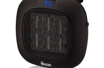 Swan Plug-In Fan Heater with 12 Hour Timer, LED Display and Overheat Protection, 700W, Black, SH27010N