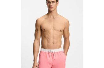 Swim Shorts with Contrast Logo and Piping