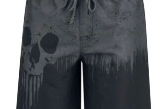 Swim Shorts with Skull Print Swim Shorts Grey-Black by Black Premium by EMP