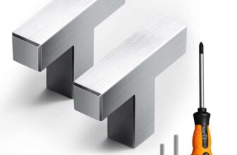 T Bar Square Cabinet Knobs Set of 20 Brushed Satin Finish Steel Handles