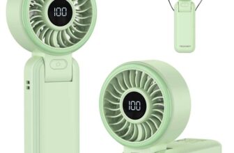 TECKNET Handheld Fan, 5000mAh, Hand Held USB Rechargeable, 1-100 Speed Mini Electric Desk Fan Green – Sold by TECKNET FBA
