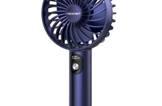 TECKNET Handheld Rechargeable USB Fan with LED Display – Blue – Sold by TECKNET FBA