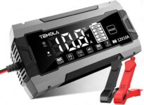 TEMOLA 12V 10A Car Battery Charger, Smart Automatic Battery Charger & Trickle Charger for Car Battery with Pulse Repair, Digital Display, Multi-Stage Charging for AGM Motorcycle LiFePO4 Batteries