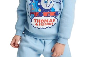 THOMAS & FRIENDS Boys Tracksuit Jogger Set – 2 Piece Light Blue Sweatshirt And Joggers Outfit, Cotton Rich Comfort, Ribbed Trims, Elasticated Waist, Easy Pull On Fit, Everyday Daywear Set