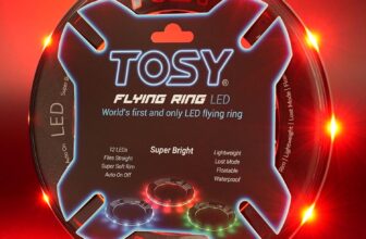 TOSY Flying Ring – 12 monocolor LEDs, Super Bright, Lost Mode, Auto Light Up, Easter Gift for Kid/Teen/Boy/Girl, Safe, Waterproof, Pool/Beach/Camping Toy (red)