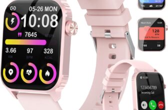 TRAUSI Smart Watches for Women Men, 1.83 inches HD Smartwatch with 120 Sports Modes, Heart Rate/Sleep Monitor, IP67 Waterproof, Bluetooth Call & Music Control for iPhone/Android (bright pink)