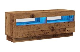 TV Cabinet with LED Lights Old Wood 100x35x40 Cm Engineered Wood