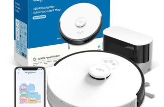 Tapo RV30C Mop 4200Pa Robot Vacuum Cleaner with Mop,Quick 8 mins Mapping LiDARIMU Dual Navigation,3 hour Cleaning,Quiet Robot