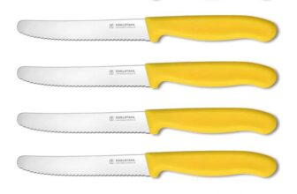 Targzier Stainless Steel Serrated Kitchen Knife Set, Sharp Classic Utility Knives, Wavy Edge Tomato & Table Knives – Sold by BZ Trade / FBA