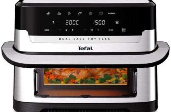 Tefal Dual Easy Fry Flex EY922D Flexi Drawer Air Fryer, 9L, Stainless-steel
