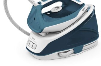 Tefal, Express Essential, Steam Generator Iron, 120g/min Steam Output, Xpress Glide Soleplate, 280 g/min Steam Boost, 5.2-Pump Bars, with Scale Rinsing System, White and Blue, (SV6115)