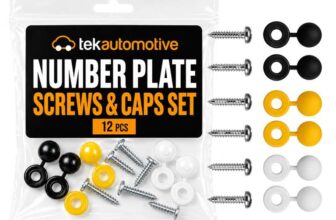 Tek Automotive Number Plate Screws and Caps Kit, 12 Pcs Black White Yellow Screw Caps with Self Tapping Screws – Tek Automotive / FBA