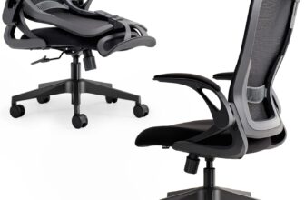 Tervo Model U Folding Office Chair for Small Spaces Ergonomic Design with High Rebound Mesh Computer Desk Chair for Gaming For Adults & Kids Foldable & Compact with Flip Up Arms