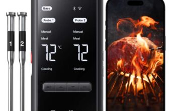 ThermoMaven P2 Wireless Meat Thermometer with 2 Probes, 6 Sensors WiFi & Bluetooth with checkout discount Sold by Auros Technology/ FBA