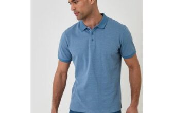 Threadbare Blue Textured Cotton Polo Shirt