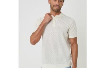 Threadbare Natural Cotton Textured Knit Short Sleeve Polo