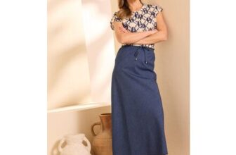 Tie Waist Straight Chambray Skirt