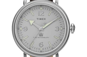 Timex Waterbury 40mm Mens Watch Durable Stainless Steel Case Brown Leather Strap Model: TW2W20300UK