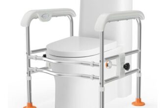 Toilet Safety Frame with LED Night Light, Adjustable, Non-Slip