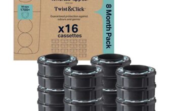 Tommee Tippee Twist and Click Advanced Nappy Bin Original Refill Cassettes, Exclusive Pack of 16, each 10.5 metres