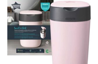 Tommee Tippee Twist and Click Nappy Bin, Includes 1x Refill Cassette with Multilayer, Antibacterial Film, 100 percent Recycled