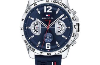 Tommy Hilfiger Analogue Multifunction Quartz Watch for Men with Silicone, Stainless Steel or Leather Bracelet, Day & Date Sub-Dials