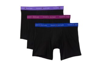 Tommy Hilfiger Mens 3 Pack Cotton Boxer Briefs, Black, XXL