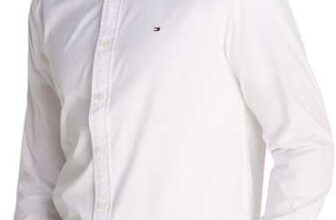 Tommy Hilfiger Mens Flex Poplin Solid Collarless Regular Fit Shirt in white – Size L
