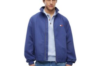 Tommy Jeans Mens Windbreaker with Stretch Cuffs, Purple