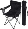 Topline Black Portable Folding Camping Chair – Lightweight with Carry Bag Folding Chair for Adults, Collapsible Anti-Slip Padded Oxford Cloth Stool for Beach, Fishing, Picnic and Hiking