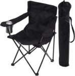 Topline Black Portable Folding Camping Chair – Lightweight with Carry Bag Folding Chair for Adults, Collapsible Anti-Slip Padded Oxford Cloth Stool for Beach, Fishing, Picnic and Hiking