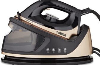 Tower Ceraglide Steam Generator with Steam Shot Button, 3 Temperature Settings, 1.2L, 2700 W, Champagne Gold and Black, T22023GLD