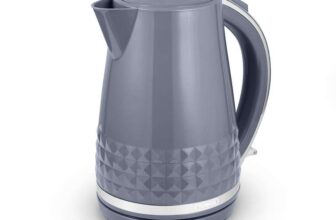 Tower T10075GRY Solitaire Kettle with 360 Swivel Base, Cord Storage, 1.5L, 3KW, Grey and Chrome Accents