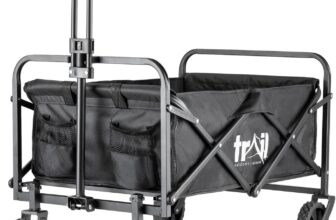 Trail Compact Folding Camping Trolley, Heavy-Duty Festival & Garden Cart with Telescopic Handle & Front Castor Wheels, Removable Water-Resistant 600D Polyester Liner, 75L Capacity, 60kg Max Load
