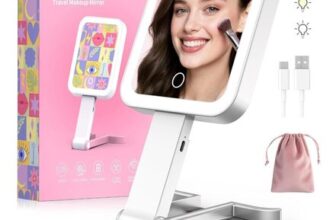 Travel Makeup Mirror with Lights, Rechargeable