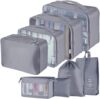 Travel Packing Cubes, Toifucos Multifunction 8pcs/set Luggage Organiser Compression Suitcase Essential Bag, Dark Gray