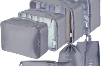Travel Packing Cubes, Toifucos Multifunction 8pcs/set Luggage Organiser Compression Suitcase Essential Bag, Dark Gray