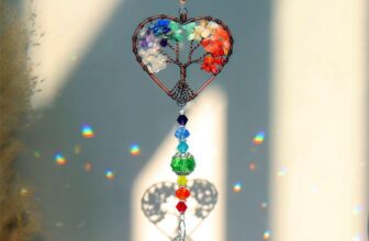 Tree of Life Suncatchers, Heart Shaped Sun Catcher for Windows, Healing Crystal Stone Spiritual Gifts for Woman Ladies Girls