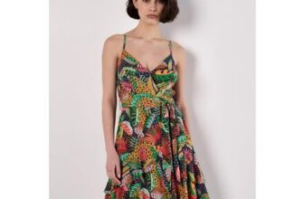 Tropical Print Tiered Cami Mini Dress