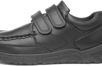 Trux Boys Black Easy Fasten School Shoe