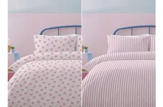 Two Pack Super King White & Pink Striped Duvet Cover Set