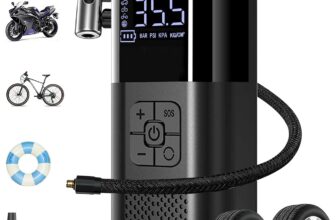 Tyre Inflator Air Compressor, 150 PSI Digital Tyre Inflator, Cordless Air Compressor, Portable Car Tyre Pump with LED Light for Car, Motorcycle, Bike, Ball