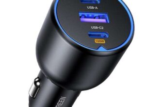 UGREEN 130W Car Charger USB C Fast Charger PD3.0 QC4.0 PPS Fast Charging Car Phone Adapter Compatible with Dell XPS, iPhone 17 16 15 Pro Max