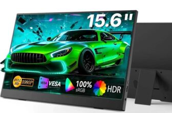 UPERFECT Portable 15.6 USB-C Monitor – FHD / Integrated Speakers & Stand / 100% sRGB / Mini-HDMI / 3.5mm Jack