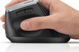 Uineer Wireless Ergonomic Vertical Mouse, Rechargeable Bluetooth Mouse with BT 4.0/5.0 and 2.4GHz, Multi-Device Mouse with 6 Buttons, Quiet Clicks and 4 Adjustable DPI , for Laptop, PC, Mac, Black