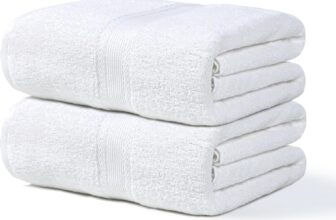 Ultra Jumbo Bath Sheet Towels: 2 Packs 35X70 Cotton 700GSM Luxury Extra Large Bath Towel Set Highly Absorbent Soft Quick Dry Oversized Shower Towels for Adults Hotel Machine Washable (White)