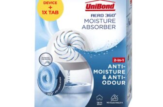 UniBond Aero 360 Moisture Absorber, 1 Device Including 1 Refill Tab 450g, Ultra-Absorbent Dehumidifier