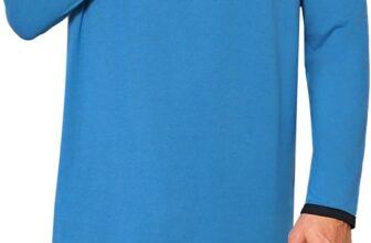 Uniexcosm Mens Long Sleeve Pajama Tops, Nightshirt for Men Button Round Neck Sleep Shirt Nightgown Nightwear Nightdress Sleepwear Loose Fit for Casual Hospital Home