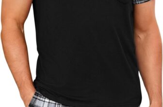 Uniexcosm Mens Pyjamas Set Short Sleeve, Summer Pyjamas for Men Short PJs Sets Top & Plaid Pants with Pockets Mens Nightwear Sleepwear Loungewear Sets for Casual Home